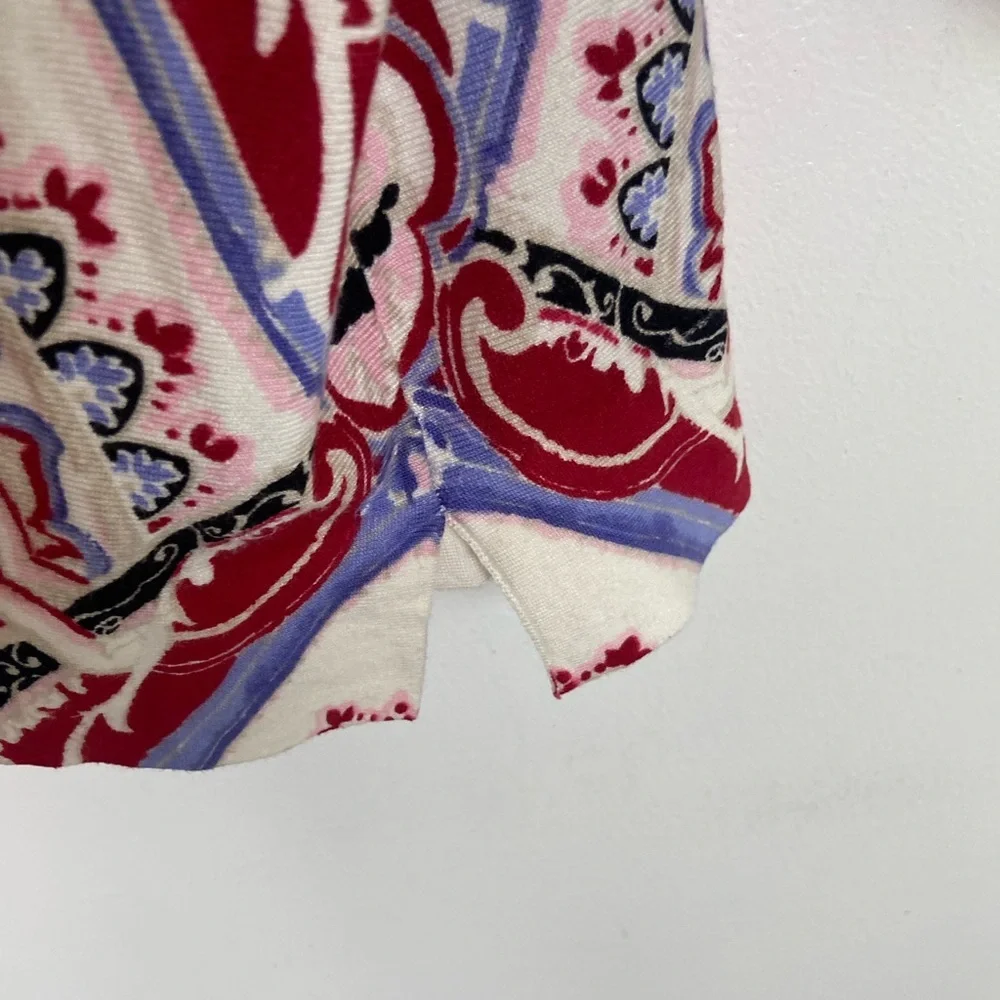 Chico's Watercolor Medallion Dolman Sleeves Sweater Size 4 US XXL‎ Boat Neck Red